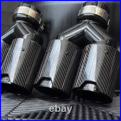 BMW M Performance Carbon Fiber Exhaust TWIN End Tips Dual Pipe 63mm In 101MM Out