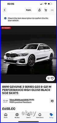 Bmw Genuine 3 Series G20 & G21 M Performance High Gloss Black Side Skirts