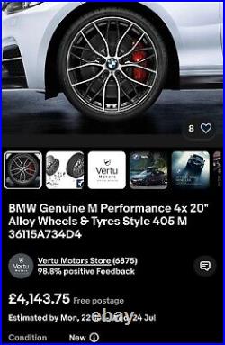 Genuine 405m M Performance Alloy Wheels 20 Bmw 6796265 F30 F31 F32 3 4 5 Series