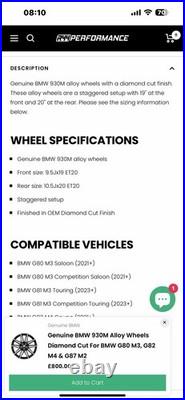 Genuine BMW 930M diamond cut Wheels & pilot sport tyres